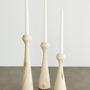 Tapered Hand-Turned Candlestick | Natural