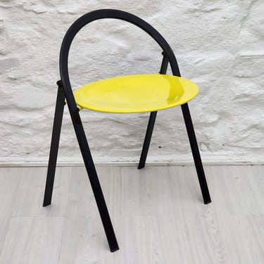 Lacquered Metal Folding Chair in Yellow and Black by Giorgio Cattelan for Cidue | Italian Postmodern Design | 1970s 