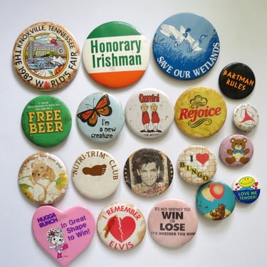 Vintage Pinback Buttons - Misc. Novelty Pins - You Choose - Retro & Modern 