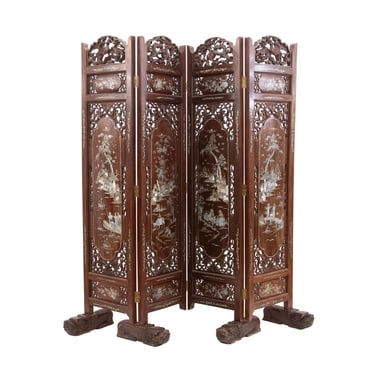 Wooden Chinese 4 Panel Screen Divider