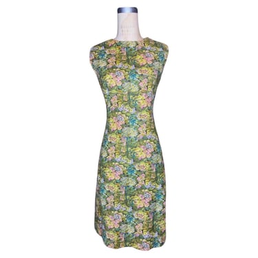 1950s Floral Print Wiggle Dress 