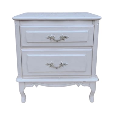 French Provincial Nightstand Project - Vintage White Wooden Shabby Chic End Table with 2 Drawers 