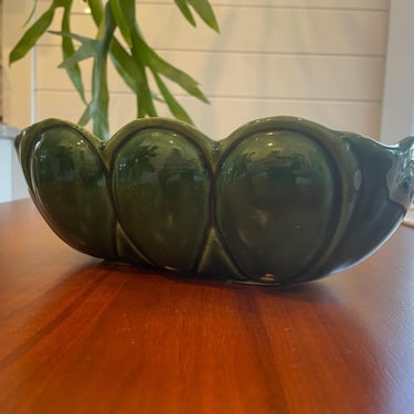 Mid Century Ceramic Planter Bowl Green Pottery 1960s Vintage 