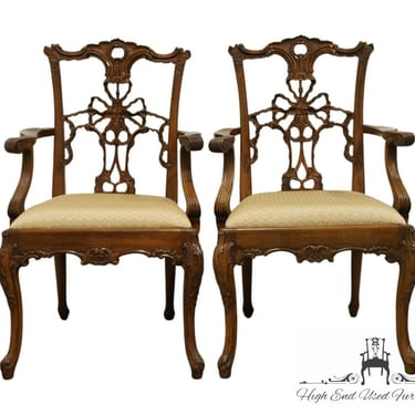 Set of 2 VINTAGE ANTIQUE Traditional Style Ribbon Back Dining Arm Chairs 