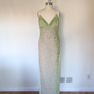 Y2k Vintage Anne Bowen Beaded Halter Gown