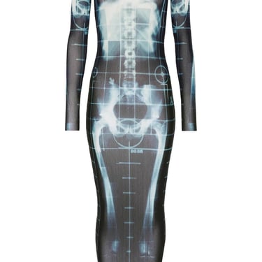 Jean Paul Gaultier Long Dress With X-Ray Print In Black, Blue, And Light Blue Squeletor Women