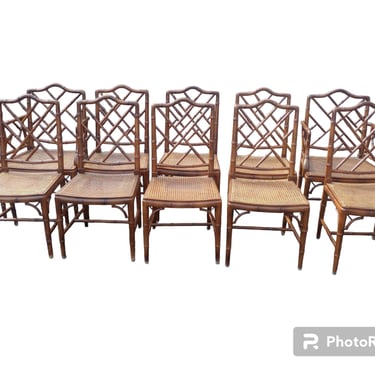 Incredible set of ten vintage faux bamboo chairs - made in Spain 