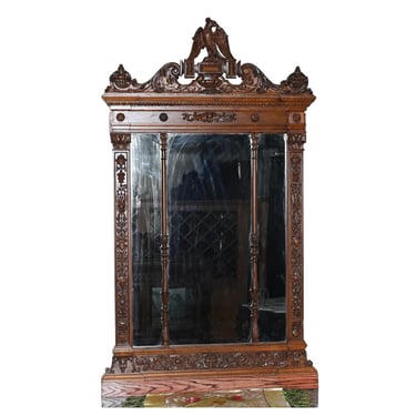Antique Mirror, German Foyer Mirror, Finely Carved Eagle Crest, Huge 1800's!!
