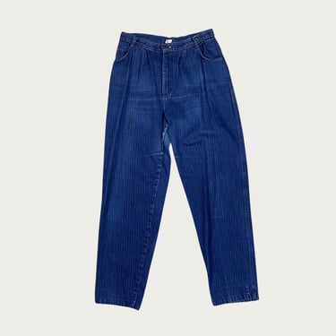 (31x30") 80s Red Pinstripe Mom Jeans