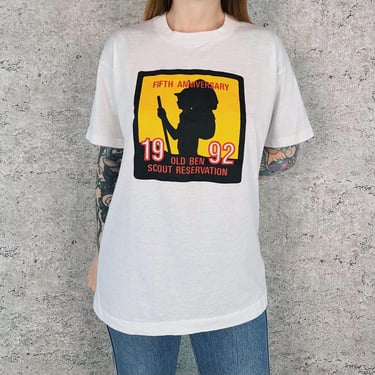 Vintage Soft Paper Thin 1992 Old Ben Scout Reservation Tee Shirt T-Shirt 