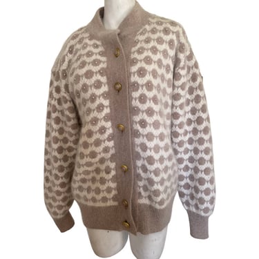 Vintage Angora sweater,  rabbit fur sweater jacket, white fur statement jacket coat, women's fur coat size large xl 