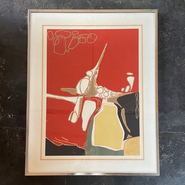 Signed Mid Century Modern Abstract Lithograph 