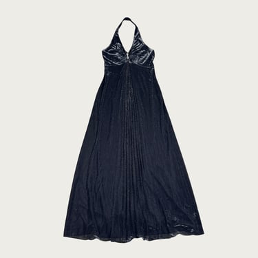 (S) 80s/90s Iridescent Black Halter Evening Gown