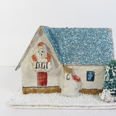 Vintage Cardboard Composite Christmas Putz House - Made in Japan Composite Putz House 