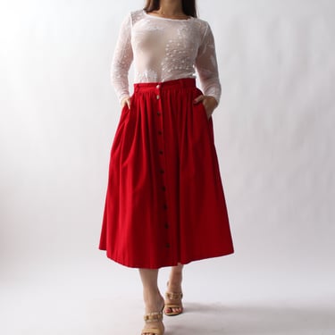 Vintage Crimson Corduroy Skirt - W27