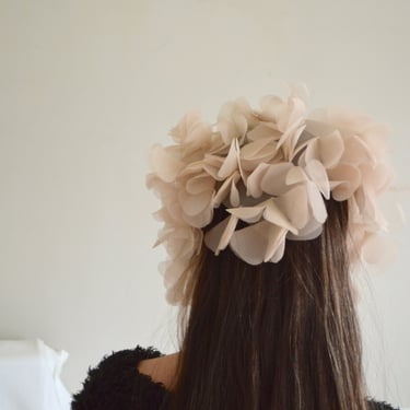 60s beige sheer petal headscarf 