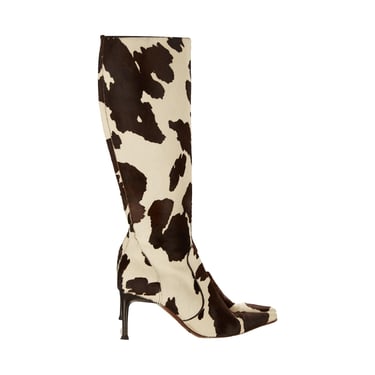 Dolce &amp; Gabbana White Cow Print Boots