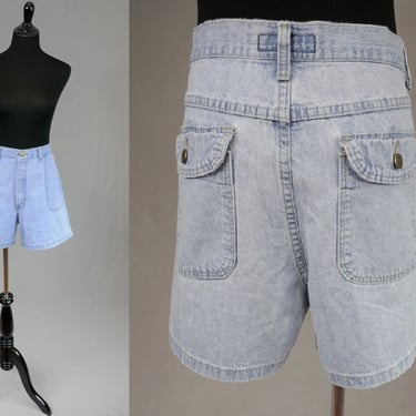 90s Wrangler for Women Shorts - 32" waist - Light Blue Cotton Denim - High Rise - Vintage 1990s 