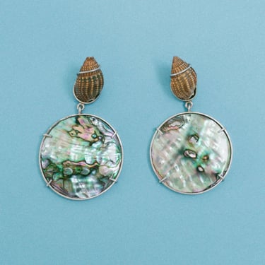 No. 011 Abalone Shell Earrings in Silver