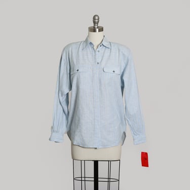 90s Liz Claiborne deadstock blue striped cotton shirt 