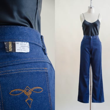 high waisted jeans | 70s 80s Renegade unisex vintage dark wash straight leg pleated mom jeans 34x31 