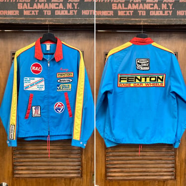 Vintage 1970’s Hot Rod Racing Mod All Over Patches Windbreaker Jacket, Racing Flag, Race Car, 70’s Vintage Clothing 