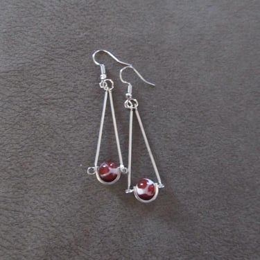 Pendulum red Tibetan agate earrings 