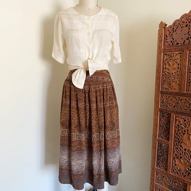 Vintage 80's Dropped Waist Silk Skirt,  XS 26