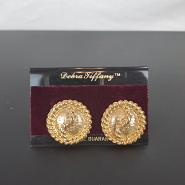 Vintage 90s Gold Color Disc Earrings 