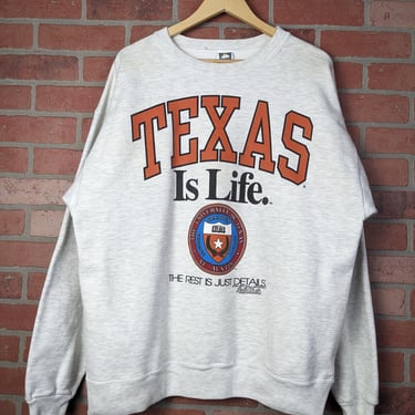 Vintage 90s NCAA Texas is Life ORIGINAL Crewneck Sweatshirt - Extra Large 