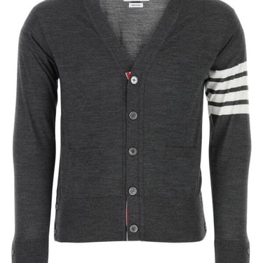 Thom Browne Men Dark Grey Wool Cardigan