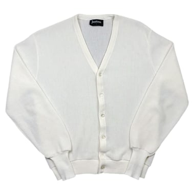 Vintage 70s/80s Jantzen White/Off White Made in USA Button Up Cardigan Sweater Size Large 