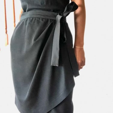 Yves Saint Laurent Rive Gauche Black Wrap Skirt