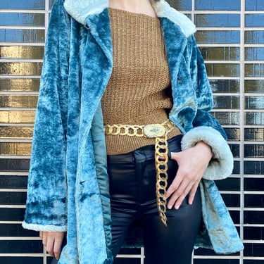 Winter Is Blue Faux Fur Coat