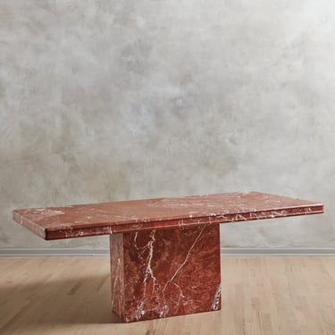 Rouge Marble Dining Table with Pedestal Base, 20th | South Loop Loft ...