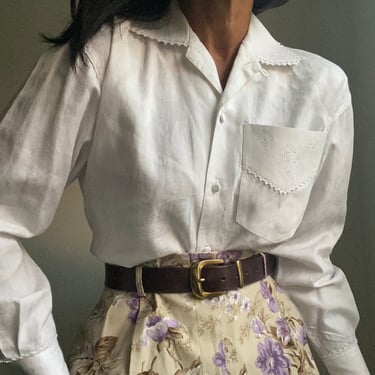 vintage linen embroidered favorite blouse 