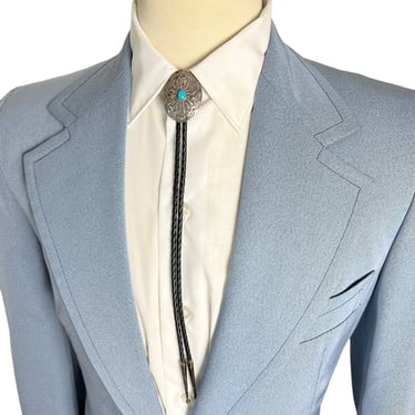 Vintage 1970s CLUBMAN Blue Mod / Western Sport Coat ~ size 34 to 36 Long ~ 70s jacket / blazer ~ 