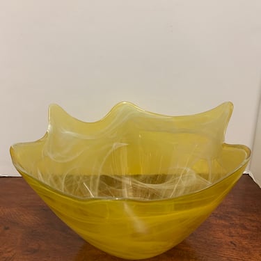 Vintage Yellow Spun Glass Bowl 