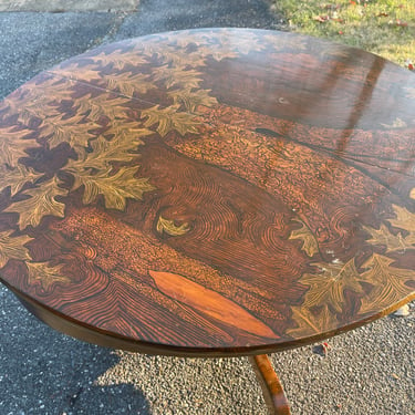 Rosewood Dining Table with Forestry Detail Painting by TL Moore