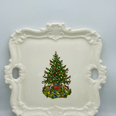 Vintage Ceramic Christmas Tree Tray Large 16