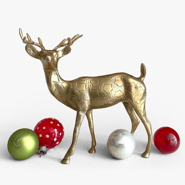 Vintage Brass Deer Stag Buck Figurine Christmas Holiday Decor 