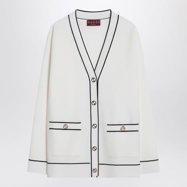 Gucci White And Blue Wool Cardigan Women