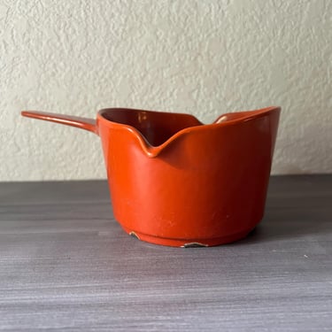 Vintage Orange Copco enameled cast iron Warmer, Fondue Pot, MID Century Modern Enamelware 