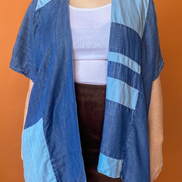 Modern Denim Patchwork Duster