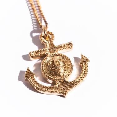 CHANEL Gold Anchor Pendant Necklace