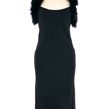 Sonia Rykiel Marabou Trimmed Little Black Dress