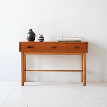 Vintage Scandinavian Teak Entryway Cabinet with Oak Legs and Drawers 