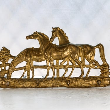 Vintage Brass Horse Key Rack – 1970s