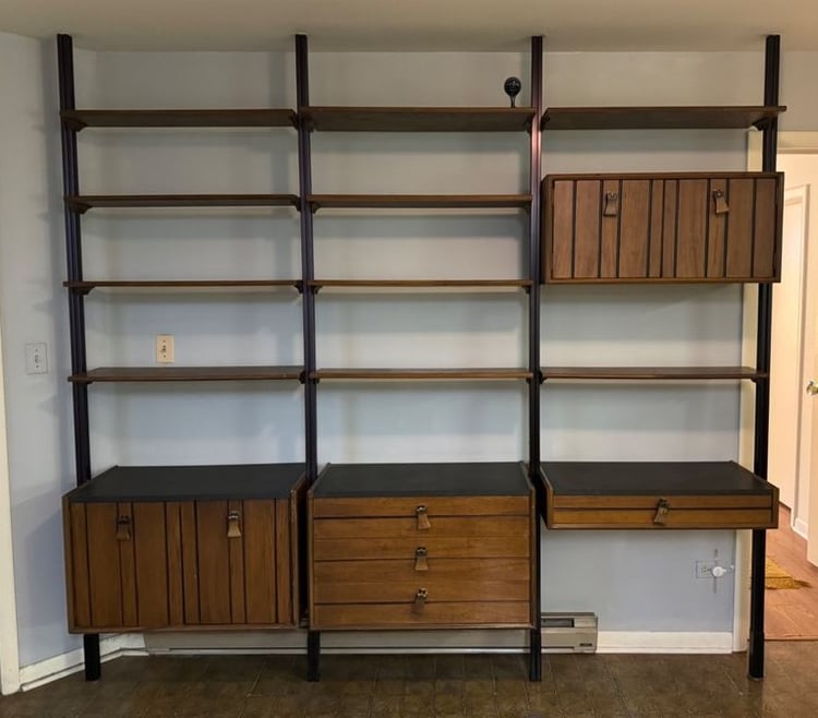 Vintage Modular Shelving Unit with Compression Poles, Omni Style