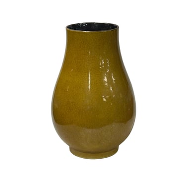 Oriental Mustard Yellow Glaze Simple Clean Shape Ceramic Art Vase Jar ws4660E 